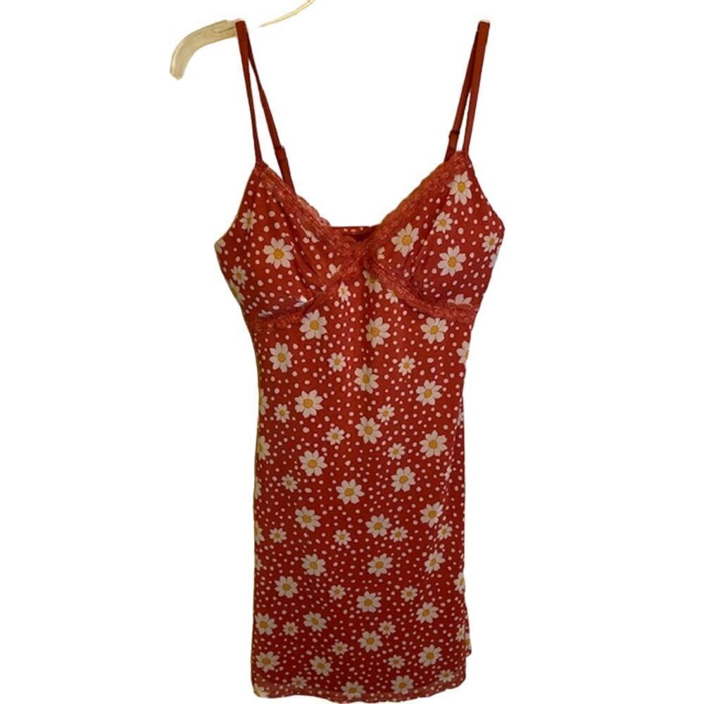 No Boundaries Rust White Floral print strappy sundress size S (3-5)